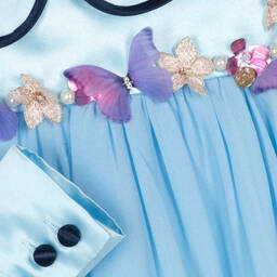Le Mu-Girls Blue Chiffon Butterfly Dress | Childrensalon Outlet