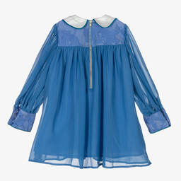 Le Mu-Girls Blue Chiffon Dress | Childrensalon Outlet