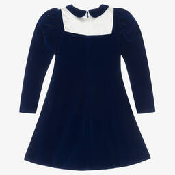 Le Mu-Girls Blue Velvet Dress | Childrensalon Outlet