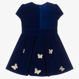 لو مو-Girls Blue Velvet Dress | Childrensalon Outlet