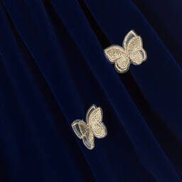 لو مو-Girls Blue Velvet Dress | Childrensalon Outlet