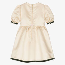 Le Mu-Girls Gold & Green Satin Dress | Childrensalon Outlet