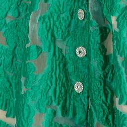 Le Mu-Girls Green Jacquard Organza Dress | Childrensalon Outlet