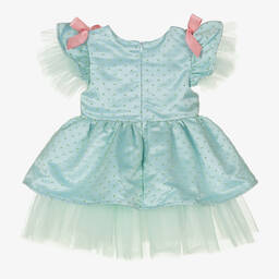 Le Mu-Girls Green Polka Dot Tulle Dress | Childrensalon Outlet