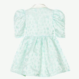 Le Mu-Girls Mint Green Satin Jacquard Dress | Childrensalon Outlet