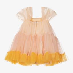 Le Mu-Оранжево-желтое платье из тюля для девочек | Childrensalon Outlet
