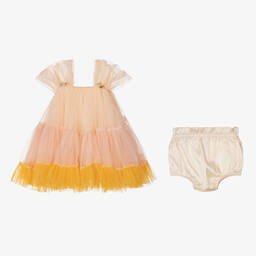 Le Mu-Оранжево-желтое платье из тюля для девочек | Childrensalon Outlet