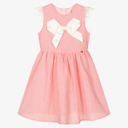 Le Mu-Girls Pink Check Dress | Childrensalon Outlet