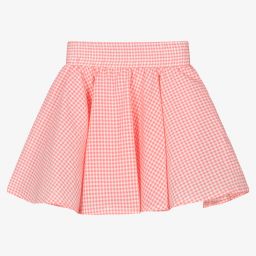 Le Mu-Girls Pink Check Skirt | Childrensalon Outlet