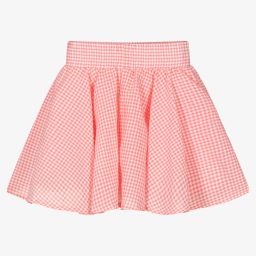 Le Mu-Girls Pink Check Skirt | Childrensalon Outlet