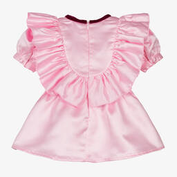 Le Mu-Girls Pink Satin Dress | Childrensalon Outlet