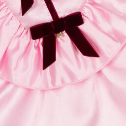 Le Mu-Girls Pink Satin Dress | Childrensalon Outlet