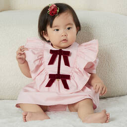 Le Mu-Girls Pink Satin Dress | Childrensalon Outlet