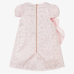 Le Mu-Розовое жаккардовое платье из атласа с бантом | Childrensalon Outlet