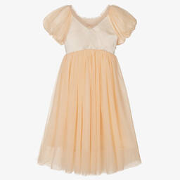 Le Mu-Girls Pink Tulle Long Dress | Childrensalon Outlet