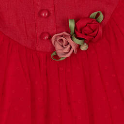 Le Mu-Girls Red Dotted Tulle Dress | Childrensalon Outlet