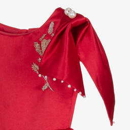 Le Mu-Girls Red Satin & Tulle Dress | Childrensalon Outlet
