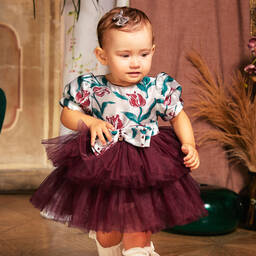 Le Mu-Girls Red Tulip Tulle Dress | Childrensalon Outlet