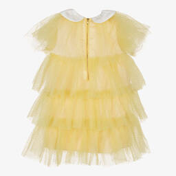 Le Mu-Girls Yellow & Gold Layered Tulle Dress | Childrensalon Outlet
