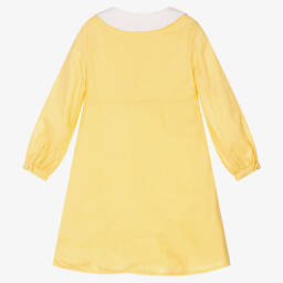 لو مو-Girls Yellow Linen Dress | Childrensalon Outlet