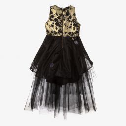 Le Mu-Gold & Black Jacquard Dress | Childrensalon Outlet