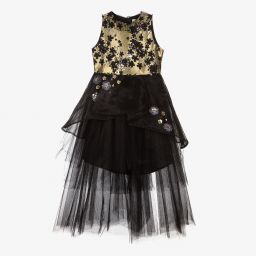 Le Mu-Gold & Black Jacquard Dress | Childrensalon Outlet