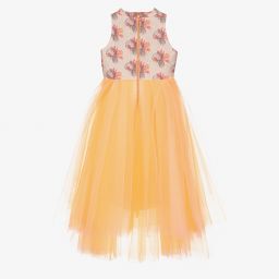 Le Mu-Orange & Pink Jacquard Dress | Childrensalon Outlet