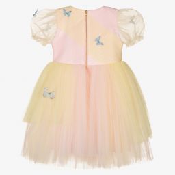 Le Mu-Pink & Yellow Tulle Dress | Childrensalon Outlet