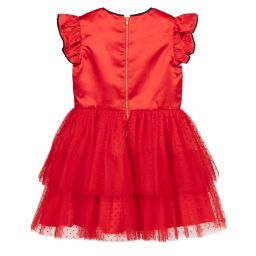 Le Mu-Red Satin & Tulle Dress | Childrensalon Outlet