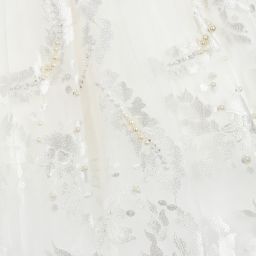 Le Mu-White Embroidered Pearl Dress | Childrensalon Outlet