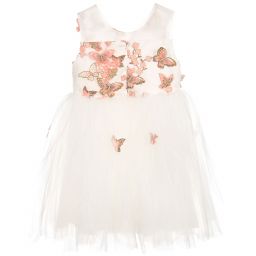 Le Mu-White & Pink Butterfly Dress  | Childrensalon Outlet