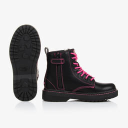 Lelli Kelly-Girls Black & Pink Faux Leather Boots | Childrensalon Outlet