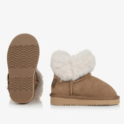 Lelli Kelly-Girls Brown Suede Fur-Lined Bow Boots | Childrensalon Outlet