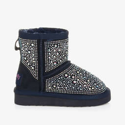 Lelli Kelly-Girls Navy Blue Sparkly Suede Boots | Childrensalon Outlet