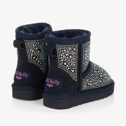 Lelli Kelly-Girls Navy Blue Sparkly Suede Boots | Childrensalon Outlet