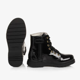 ليلي كيلي-حذاء برق أسود لامع للبنات | Childrensalon Outlet