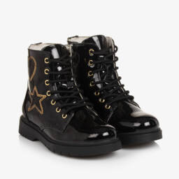 ليلي كيلي-حذاء برق أسود لامع للبنات | Childrensalon Outlet