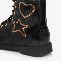 ليلي كيلي-حذاء برق أسود لامع للبنات | Childrensalon Outlet