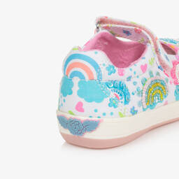 Lelli Kelly-Girls White Beaded Rainbow Bar Shoes | Childrensalon Outlet