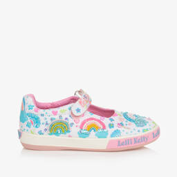 Lelli Kelly-Girls White Beaded Rainbow Bar Shoes | Childrensalon Outlet