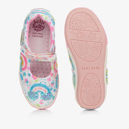 Lelli Kelly-Girls White Beaded Rainbow Bar Shoes | Childrensalon Outlet