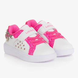 Lelli Kelly-Girls White & Pink Faux Leather Trainers | Childrensalon Outlet