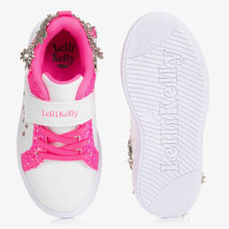 Lelli Kelly-Girls White & Pink Faux Leather Trainers | Childrensalon Outlet