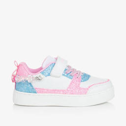 Lelli Kelly-Girls White & Pink Velcro Trainers | Childrensalon Outlet