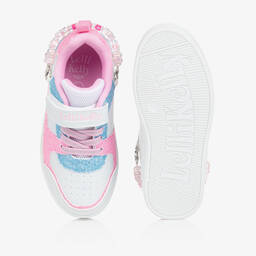 Lelli Kelly-Girls White & Pink Velcro Trainers | Childrensalon Outlet