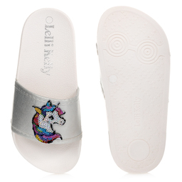 Lelli Kelly-Бело-серебристые шлепанцы с единорогами | Childrensalon Outlet