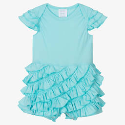 Lemon Loves Layette-Baby Girls Blue Cotton Frilled Shortie | Childrensalon Outlet