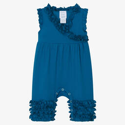 Lemon Loves Layette-Baby Girls Dark Blue Cotton Romper | Childrensalon Outlet