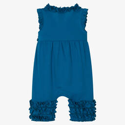Lemon Loves Layette-Baby Girls Dark Blue Cotton Romper | Childrensalon Outlet