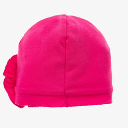 Lemon Loves Layette-Baby Girls Fuchsia Pink Ruffled Rosette Pima Cotton Hat | Childrensalon Outlet